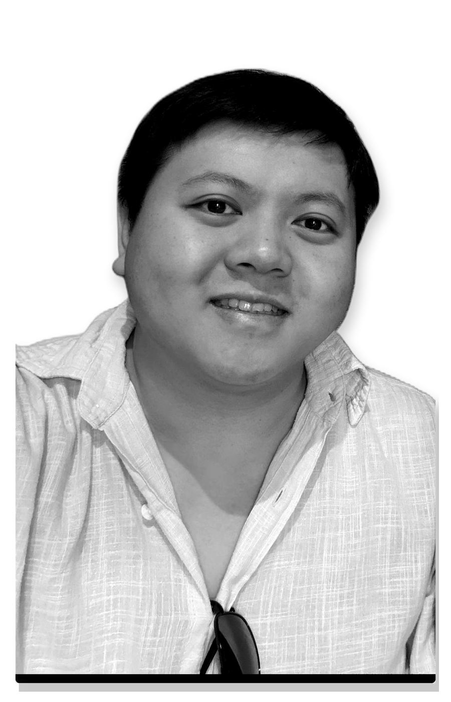Black and white portrait of Sebastian Teh